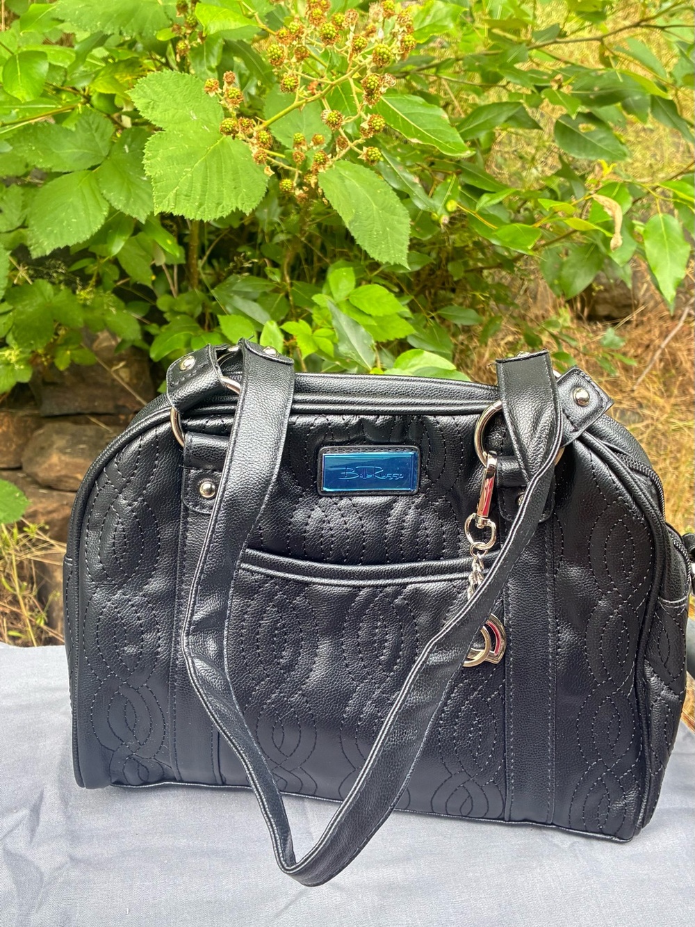 Black Quilted Shoulder Bag with Dual Straps